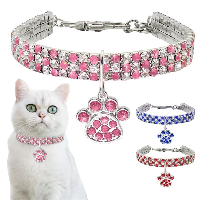 Shiny Zircon Pet Dog Neck Collars Durable Alloy Extended Chain Necklace