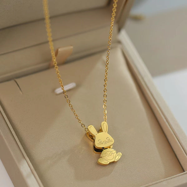 Collar con colgante de conejo dorado, gargantilla, joyería, regalo de cumpleaños para mujer
