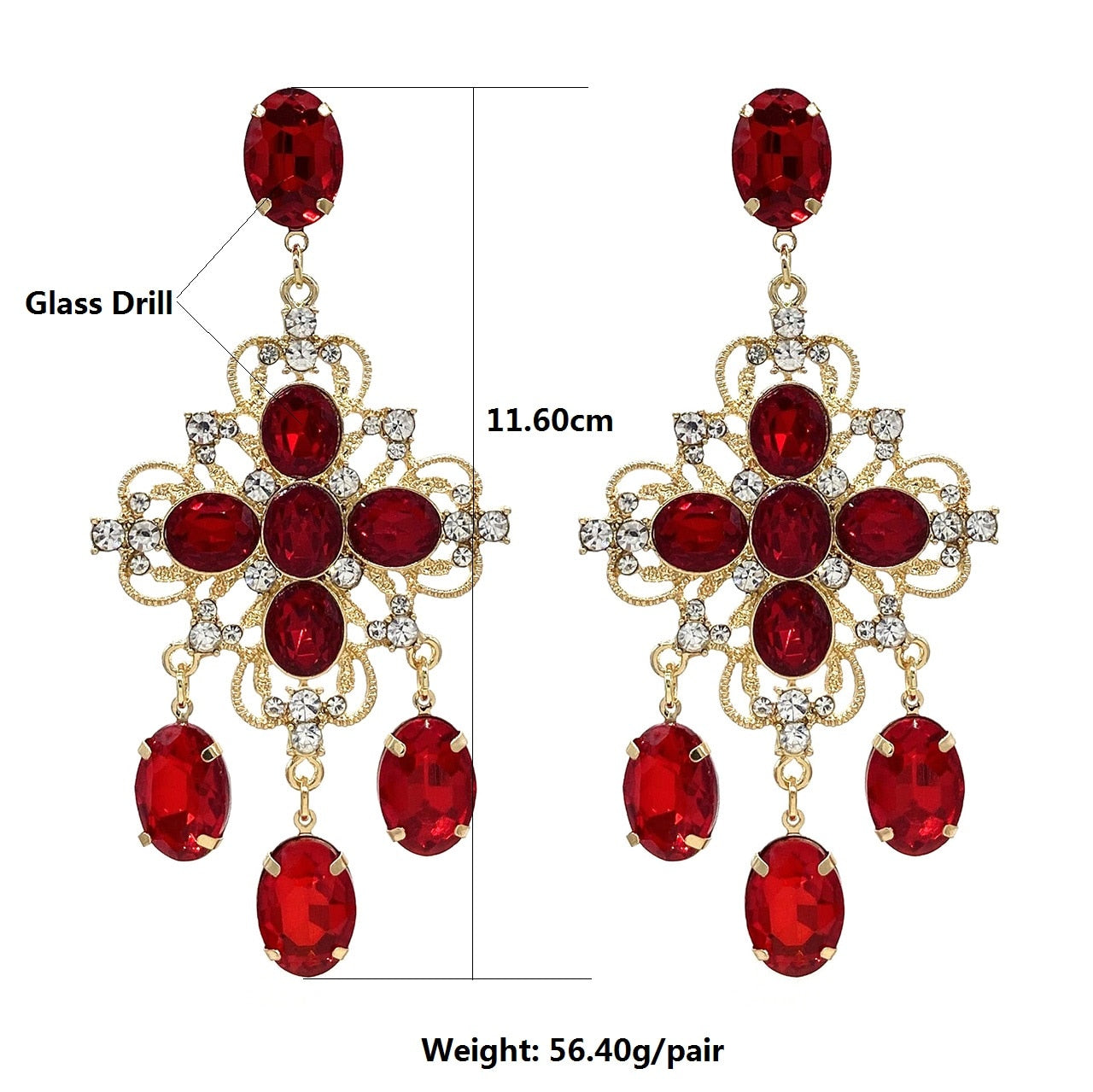 New Glass Drill Statement Big Drop Luxury Earrings For Woman