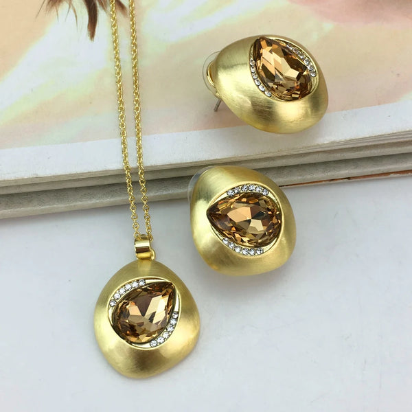 Hermoso colgante de piedra con pendientes, joyería fina de Dubái para mujer.