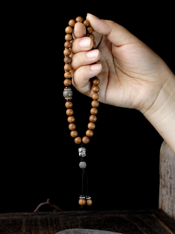 Pulsera islámica 33 cuentas de madera natural musulmana 33 cuentas de sándalo negro,