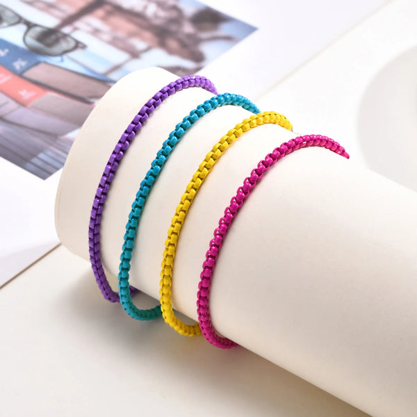 Summer Colored Metal Anklets for Men Women