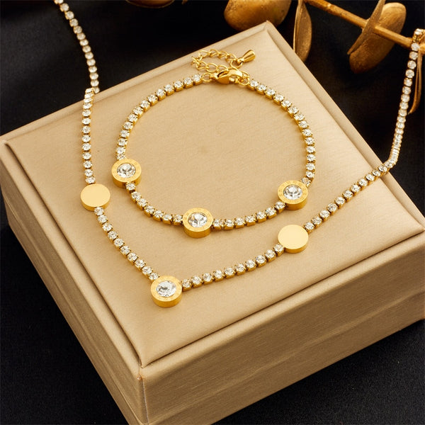 Pulsera de acero inoxidable 316L con números romanos redondos para mujer