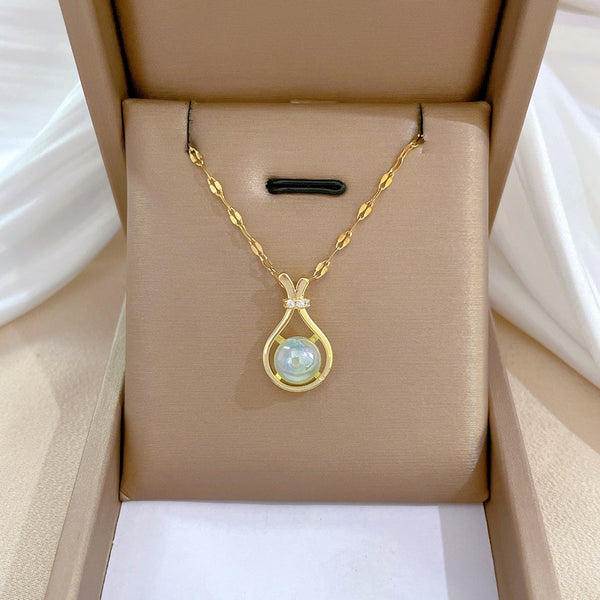 Romantic Ocean Blue Opal Pendant Necklace For Women