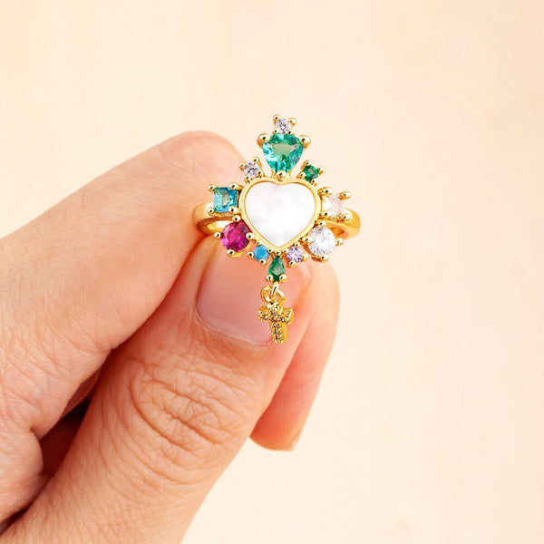 Ins Style Popular Fashion Heart Ring Zircon Classic Cross Pendant