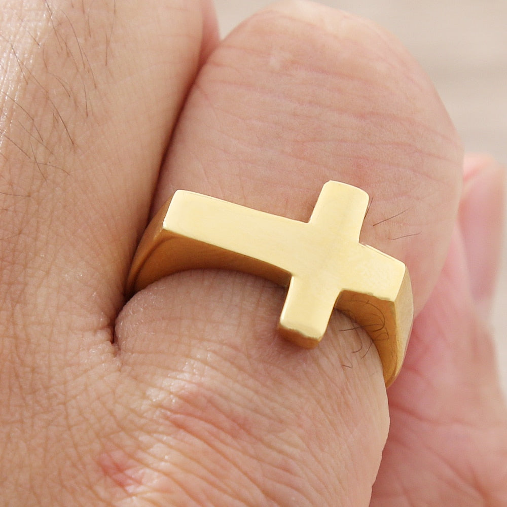Christian Cross Ring Men Women Punk Simple Couple Rings