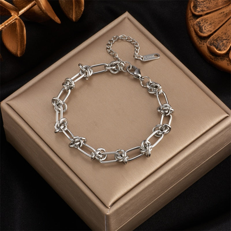 316L Stainless Steel Gold Silver Color Chain Bracelet For Women