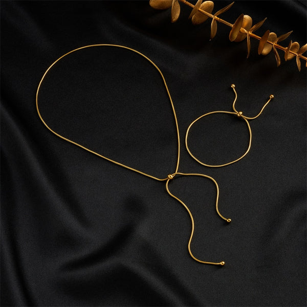 316L Stainless Steel Gold Color Drawstring Necklace Bracelets For Women