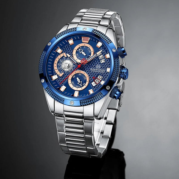 Reloj de pulsera de cuarzo para hombre, resistente al agua, de acero inoxidable, con calendario, para negocios