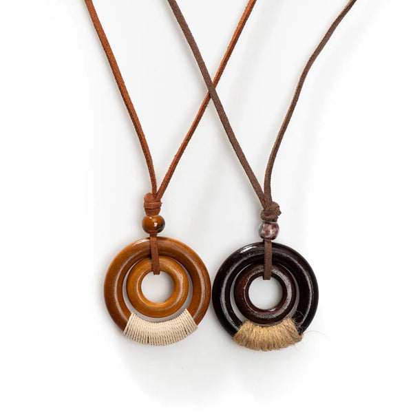 Bohemian Vintage Wooden Hemp Rope Vintage Handmade Necklace