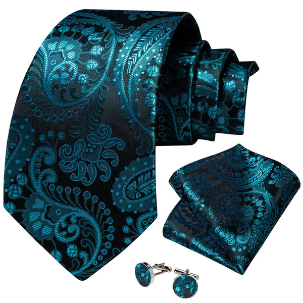 Corbatas de cachemira azul verdoso de 8 cm de ancho para bodas, fiestas y negocios.