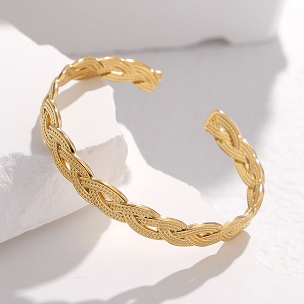 Pulsera de acero inoxidable 316L con diseño geométrico para mujer
