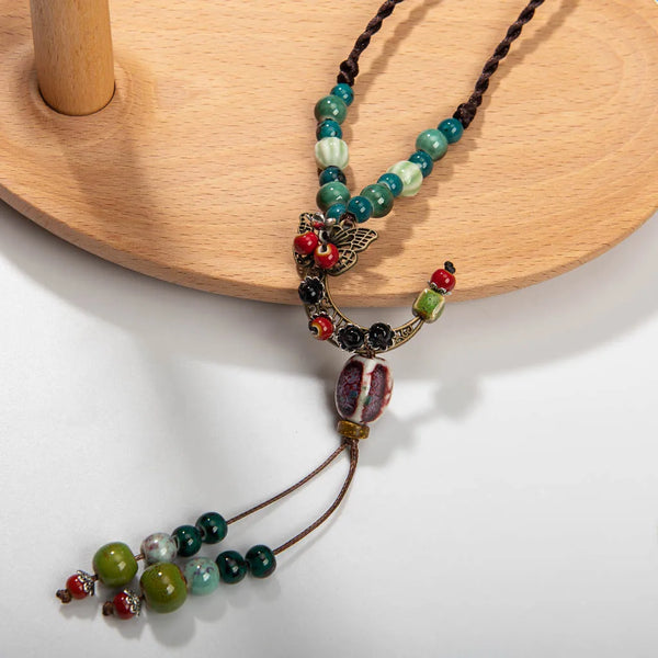 Retro Bohemian Ceramic Necklace Handmade Women's DIY Gift
