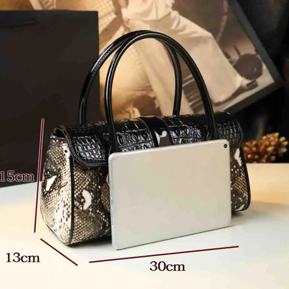 Luxury Boston Bag for Women Crocodile Bags Large Capacity Shoulder Handbag