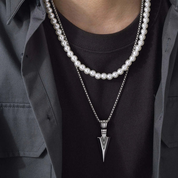 Rock Punk Stainless Steel Arrowhead Primal Necklaces for Men