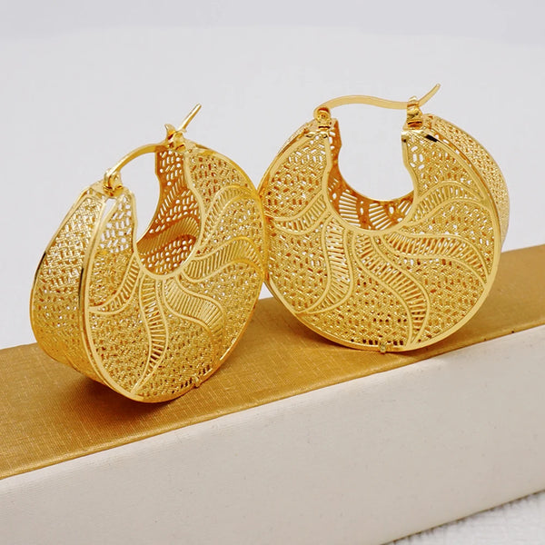 Fashion Round Gold Color Earrings Jewelry For Trendy African Drop Statement Earrings