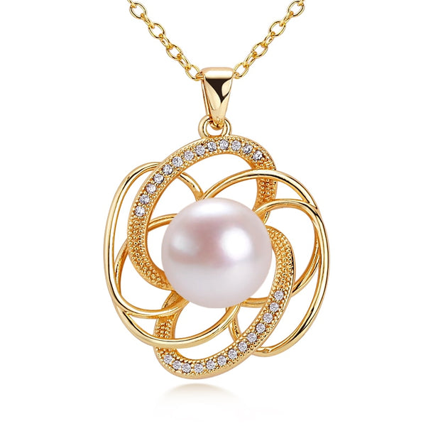 Collar de perlas con forma de nido de pájaro, perla natural, exquisito colgante tipo gargantilla relleno de oro de 14 quilates.
