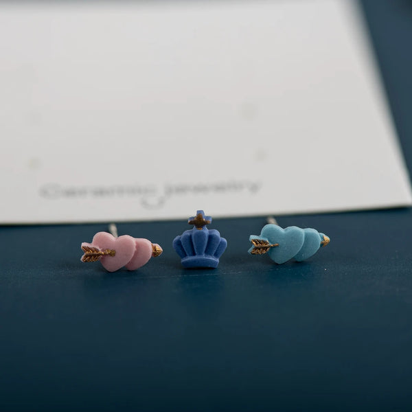 Love Cupid Arrow Fine Ceramic Stud Earrings