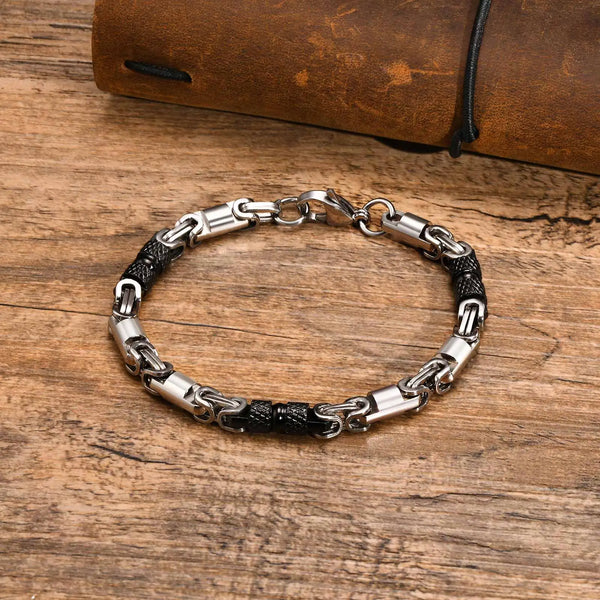 Mens Byzantine Bracelets,Stylish Handmade Stainless Steel Chain Wristband