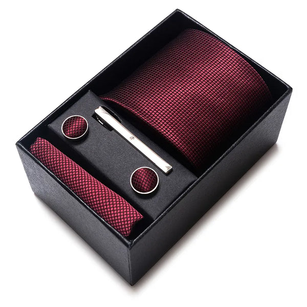 Tie Handkerchief Cufflink Set For Men Necktie Holiday Gift Box