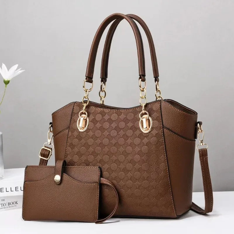 Leather Texture High Quality Tote Handbag Women's