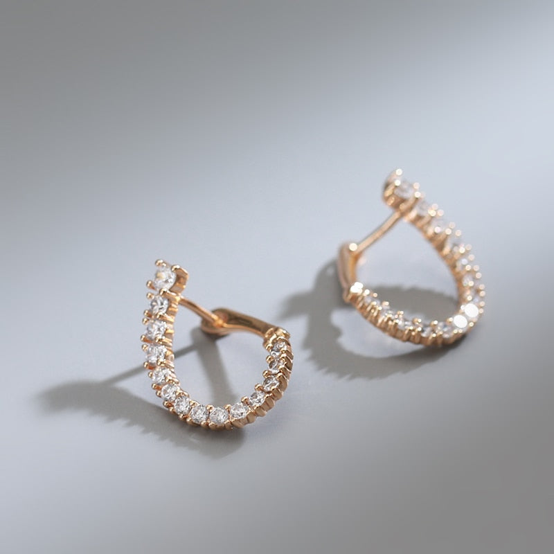 Full Zircon Half Open Curve Geometric English Earrings for Women