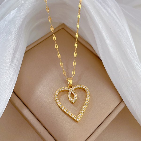 316L Stainless Steel Heart Love Pendant Necklace For Women