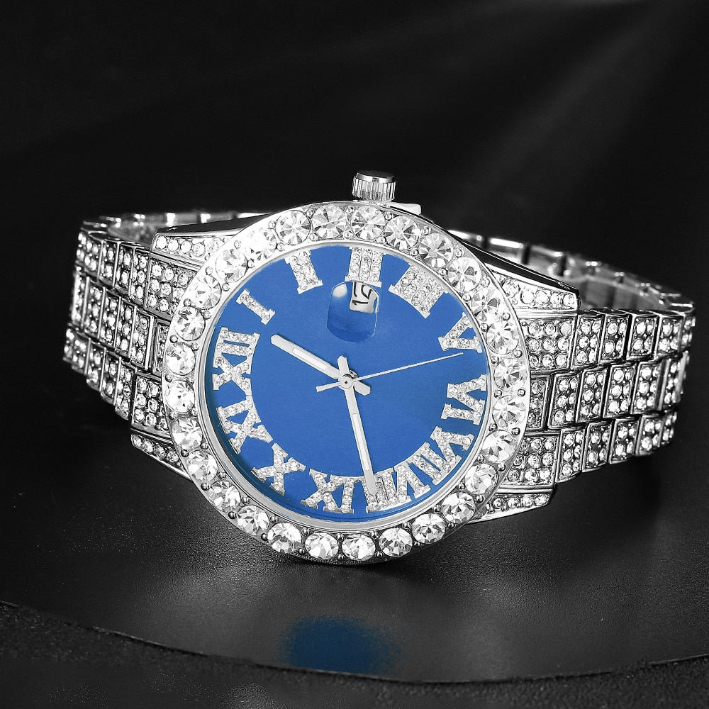 Luxury 18K Gold Full Diamond Watch Men