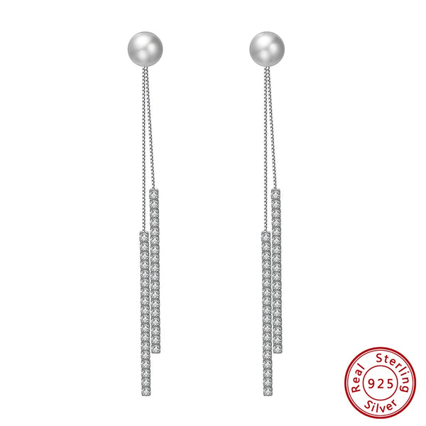 Pendientes de perla de agua dulce natural auténtica de plata de ley 925