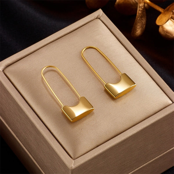 316L Stainless Steel New Design Long Lock Hoop Earrings For Women