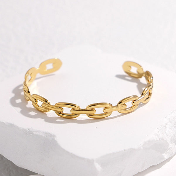 Pulsera de acero inoxidable 316L con eslabones geométricos para mujer