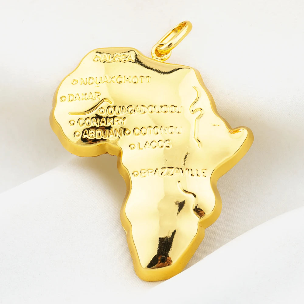 Popular Map of Africa Pendant Vintage Hip Hop One Piece Necklace Men