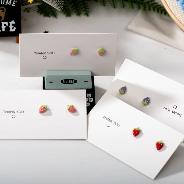 Multicolor Small Dot Cute Strawberry Ceramic Earrings