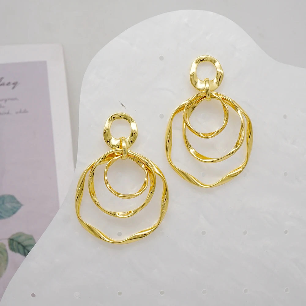 Fashion Gold Color Plated Round Earrings Jewelry For Women