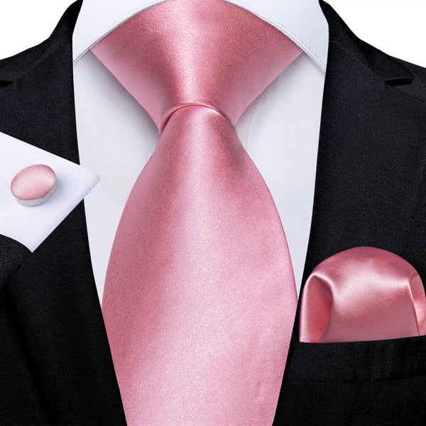 Corbatas clásicas rosas lisas para hombre, de seda y poliéster, de 150 cm de largo, para bodas y fiestas.