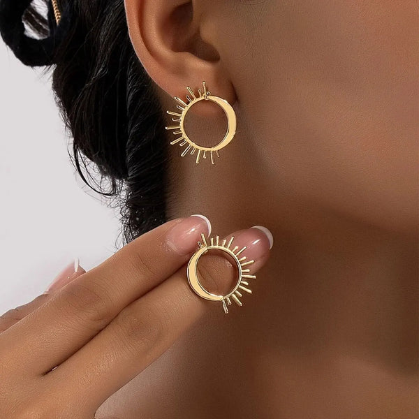 Sun Moon Shaped Tiny Earrings