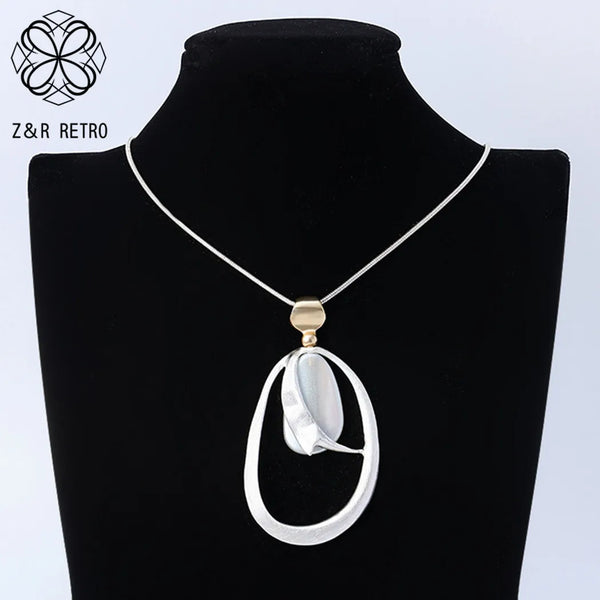 Collar vintage de aleación de color plata con diseño geométrico coreano para mujer