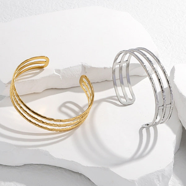 Pulsera hueca geométrica de acero inoxidable 316L para mujer