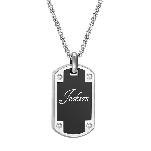 Mens Free Personalized Dog Tag Necklaces,Boys Geometric Square Pendant