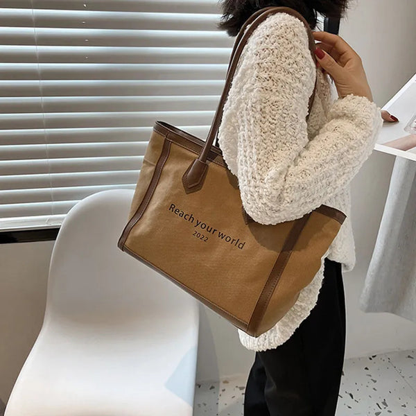 Commuter Large Capacity Women's Shoulder Bags Popular Versatile Canvas Tote Bag