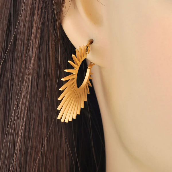 Pendientes de aro de acero inoxidable 316L con diseño llamativo para mujer