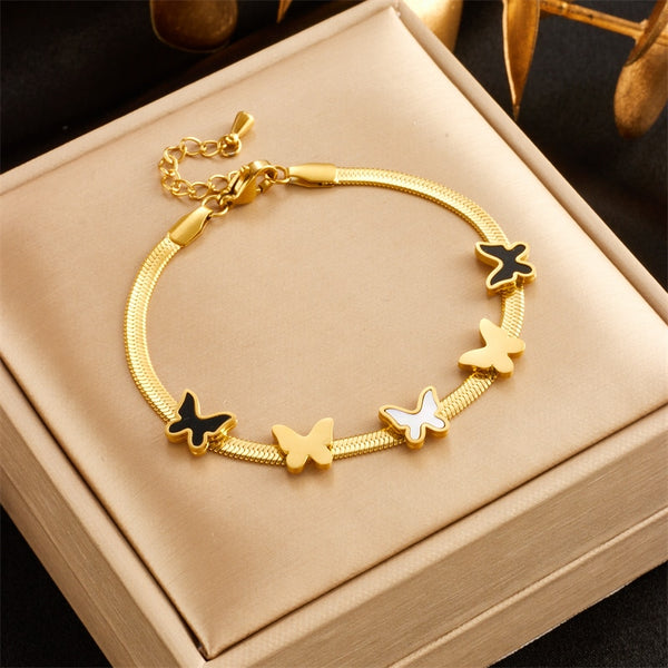 316L Stainless Steel Butterfly Heart Star Charm Bracelet For Women