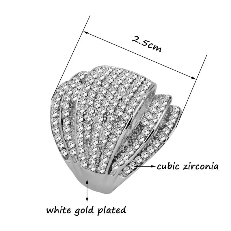 Luxury Big Multi Paved Cubic Zirconia Female Rings