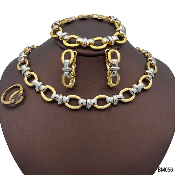 Joyería de dos tonos de Dubái: collar, pendientes, pulseras, anillos