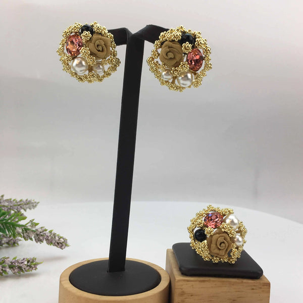 Conjuntos de pendientes y anillos de diamantes de imitación de joyería de Dubái para mujer