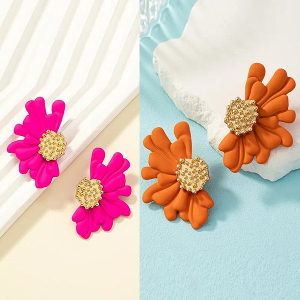 Dopamine Colorful Flower Stud Earrings For Women