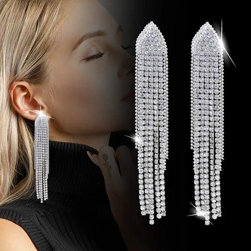 Mix Styles Silver Color Long Tassel wedding accessories Drop Earrings