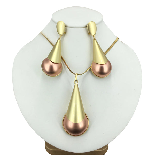 Colgante grande único con pendientes para mujer con piedras de colores