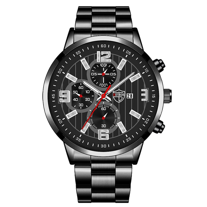 Men Fashion Sports Watches for Men Business Stainless Steel Quartz Wristwatch