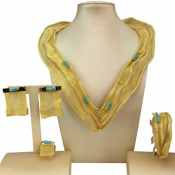 Conjuntos de joyería brasileña más nuevos, collar de alta calidad con forma de collar para mujer